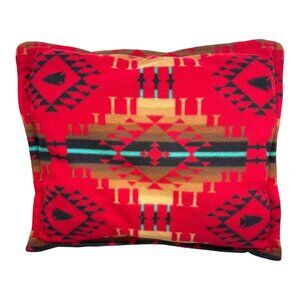 Southwestern Tribal Pattern Throw Pillow Aztec Geometric Red & Black Fleece 17"